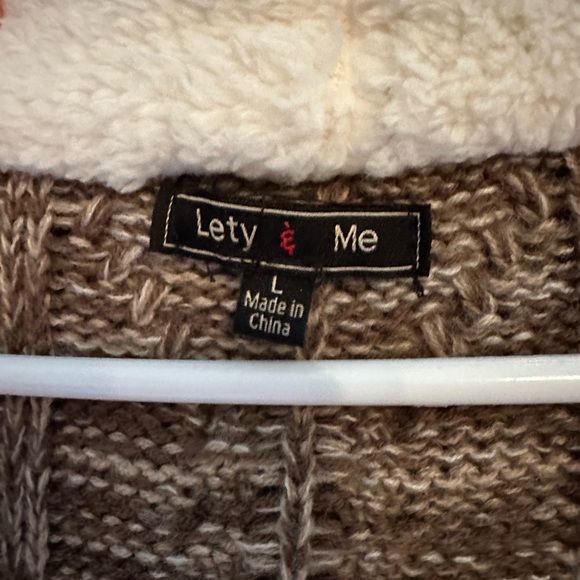 Lety & Me open front knit cardigan w/sherpa - Picture 3 of 3